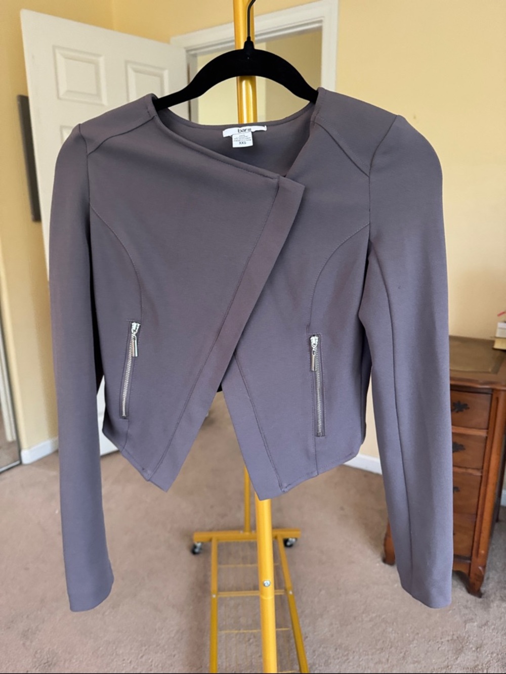 Bar III Slate Gray Asymmetrical Zip Ponte Jacket